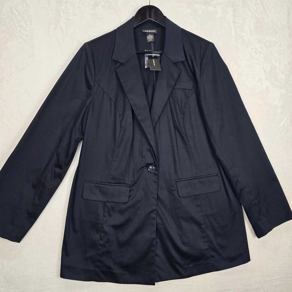 NWT Lane Bryant sz 16 Cotton Blend Boyfriend Blazer black stretch single button